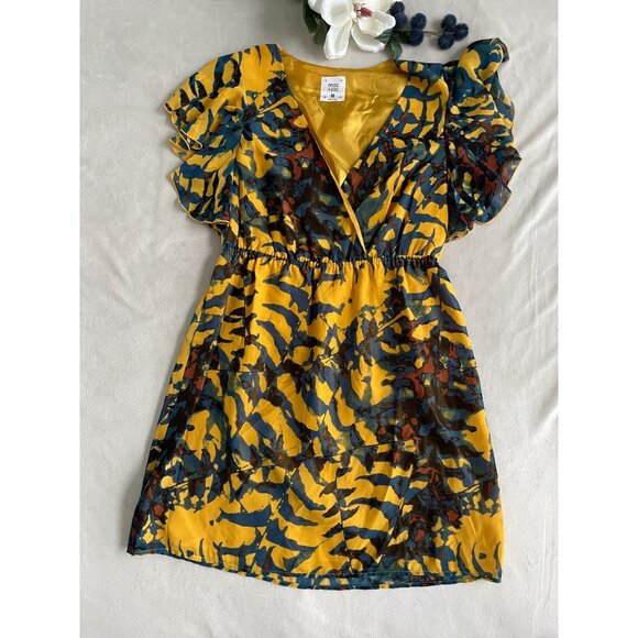 Mac + Jac Abstract Dress Flutter Sleeves Size M Whimsigoth - Picture 1 of 11